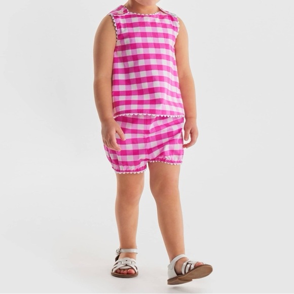 JACADI PARIS Baby Girl Gingham Shorts Set- Pink & White/ Size 6 Months - Picture 5 of 9